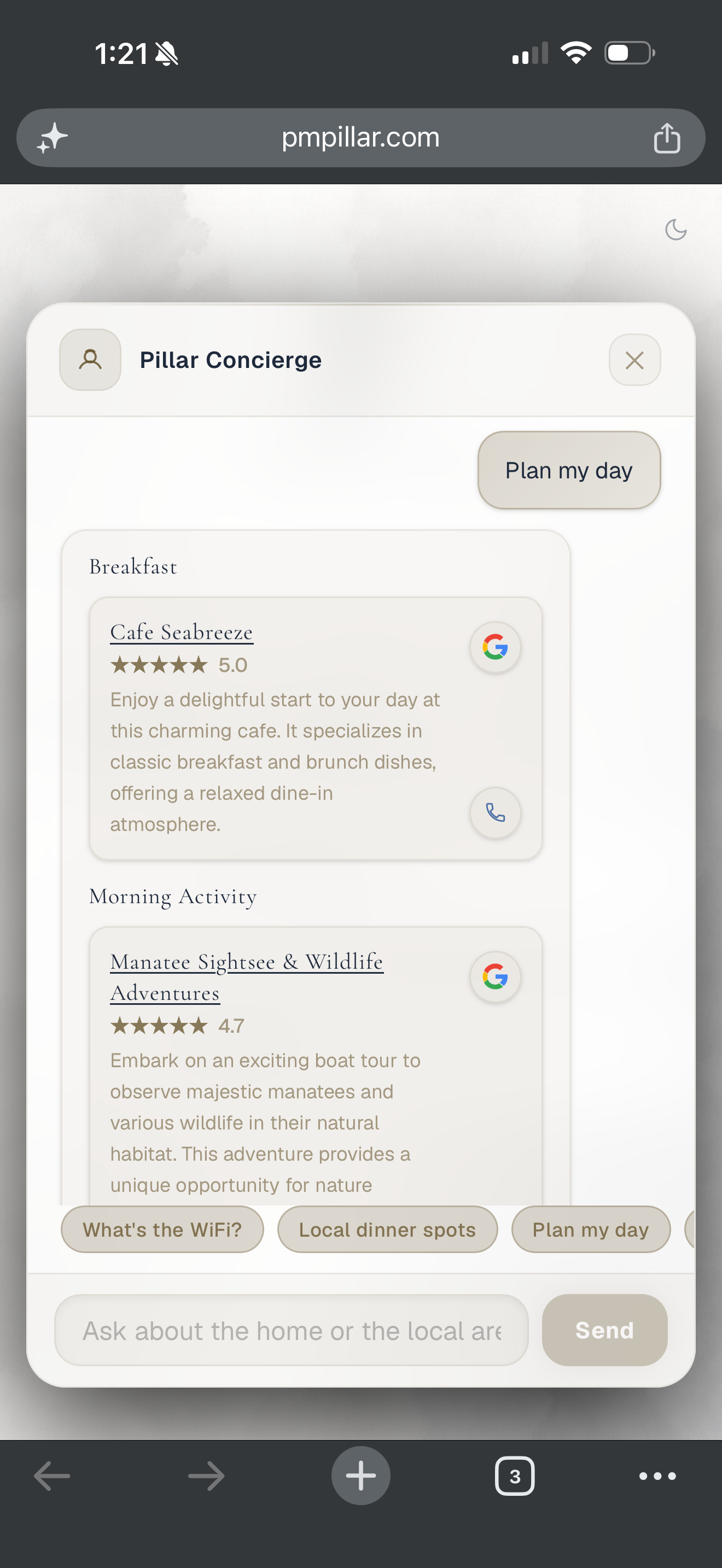 AI Concierge — Itinerary View