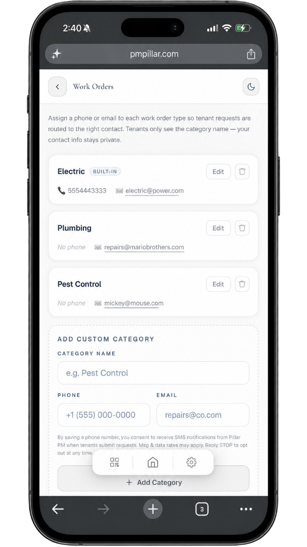 Dashboard — Category Routing Setup